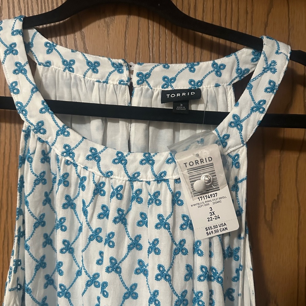 Torrid Blue and White Tank Top